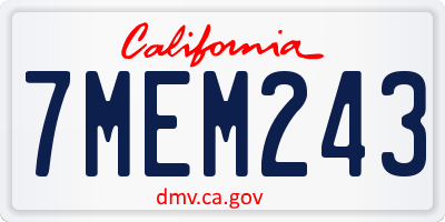 CA license plate 7MEM243