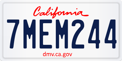 CA license plate 7MEM244