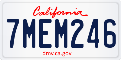 CA license plate 7MEM246