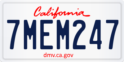 CA license plate 7MEM247