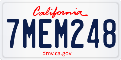 CA license plate 7MEM248