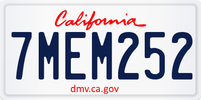 CA license plate 7MEM252