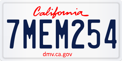 CA license plate 7MEM254