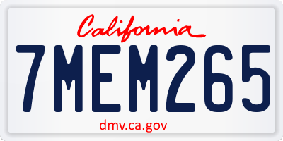 CA license plate 7MEM265