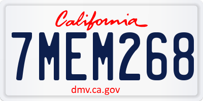 CA license plate 7MEM268