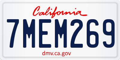 CA license plate 7MEM269