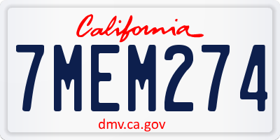 CA license plate 7MEM274