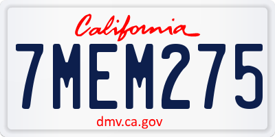 CA license plate 7MEM275