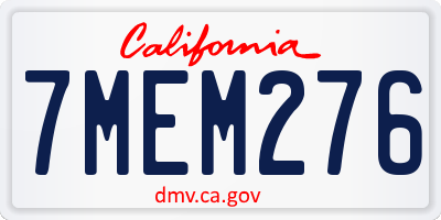 CA license plate 7MEM276