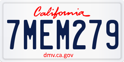 CA license plate 7MEM279