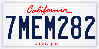 CA license plate 7MEM282