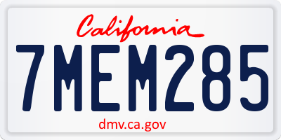 CA license plate 7MEM285
