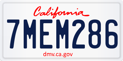 CA license plate 7MEM286