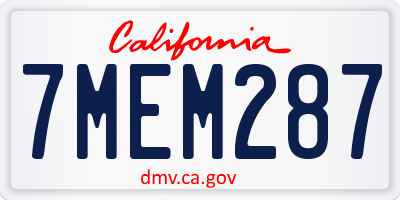CA license plate 7MEM287