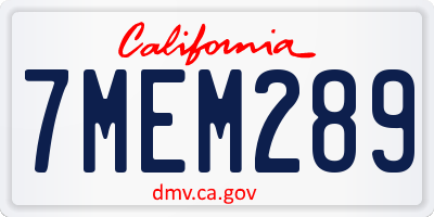 CA license plate 7MEM289