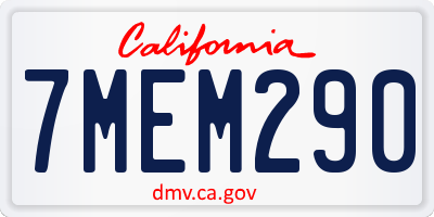 CA license plate 7MEM290