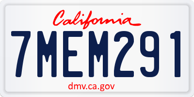 CA license plate 7MEM291