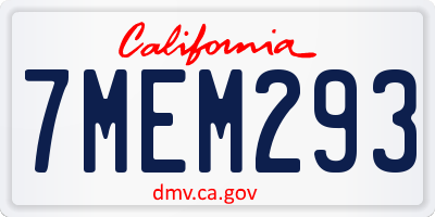 CA license plate 7MEM293