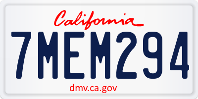 CA license plate 7MEM294