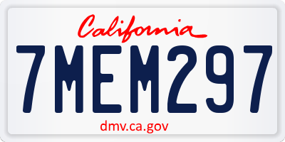 CA license plate 7MEM297