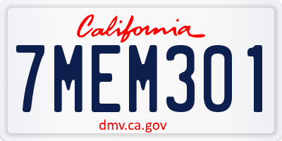 CA license plate 7MEM301