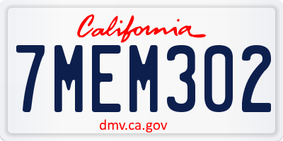CA license plate 7MEM302