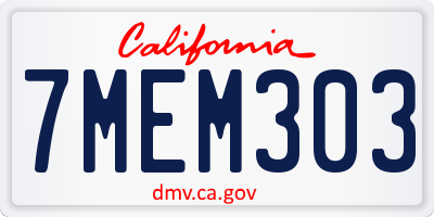 CA license plate 7MEM303