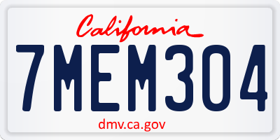 CA license plate 7MEM304