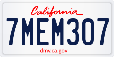 CA license plate 7MEM307