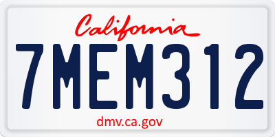 CA license plate 7MEM312