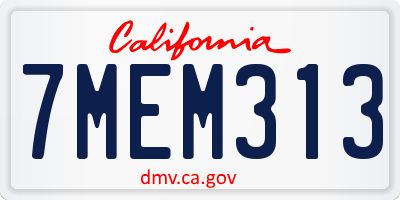 CA license plate 7MEM313