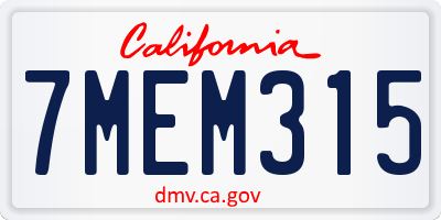 CA license plate 7MEM315