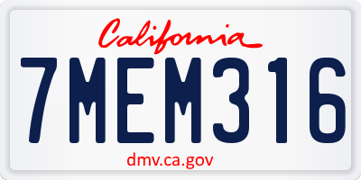 CA license plate 7MEM316