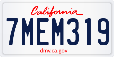 CA license plate 7MEM319