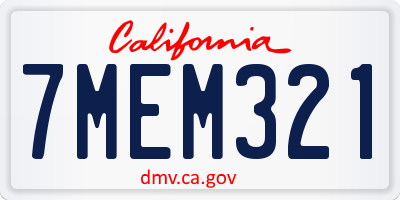 CA license plate 7MEM321