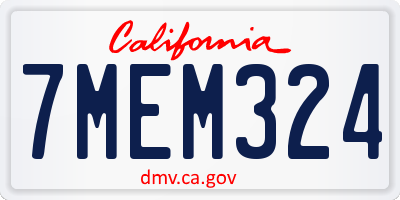 CA license plate 7MEM324