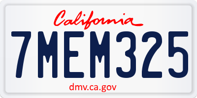 CA license plate 7MEM325