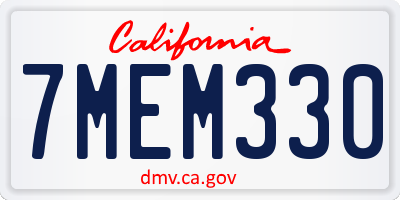 CA license plate 7MEM330