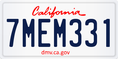 CA license plate 7MEM331