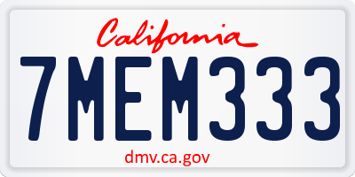 CA license plate 7MEM333