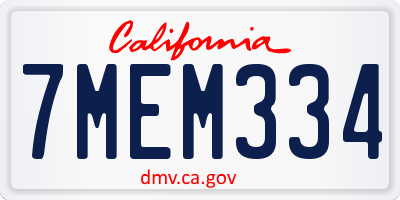 CA license plate 7MEM334