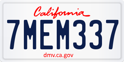 CA license plate 7MEM337