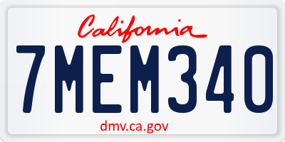 CA license plate 7MEM340