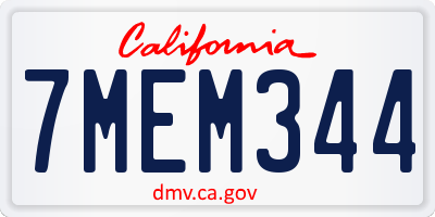 CA license plate 7MEM344