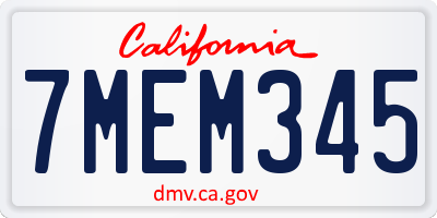 CA license plate 7MEM345