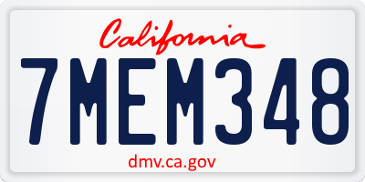 CA license plate 7MEM348