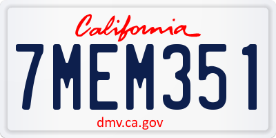 CA license plate 7MEM351