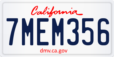 CA license plate 7MEM356