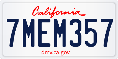 CA license plate 7MEM357