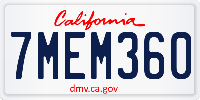 CA license plate 7MEM360